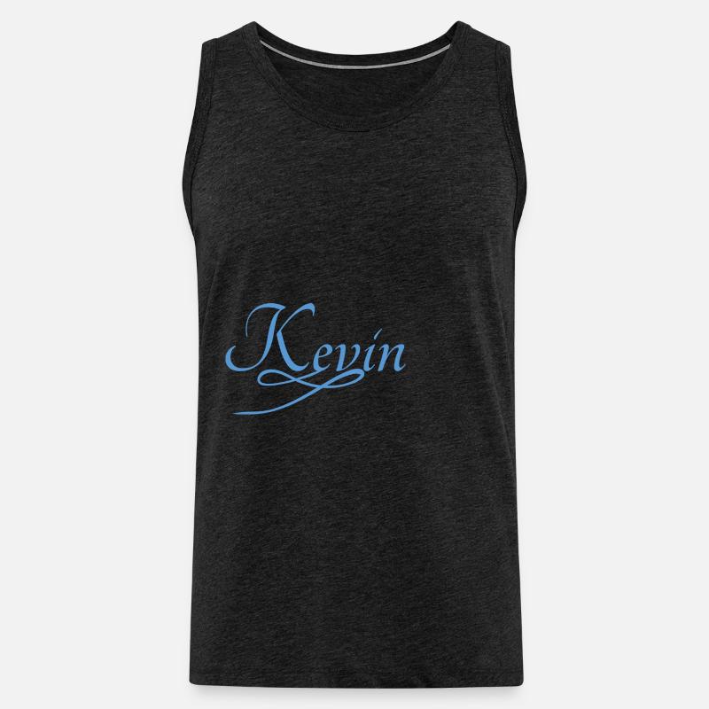 Kevin in cursive script - Men's Premium Organic Tank Top - charcoal grey