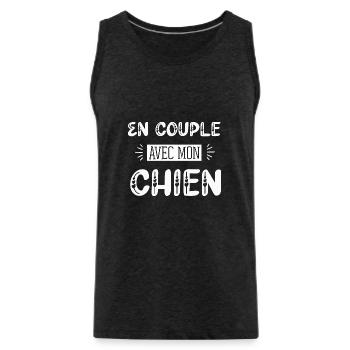En couple avec mon chien cadeau humour célibat - Débardeur bio Premium Homme - charbon - Devant - AI Model Male 185 dark (185cm)