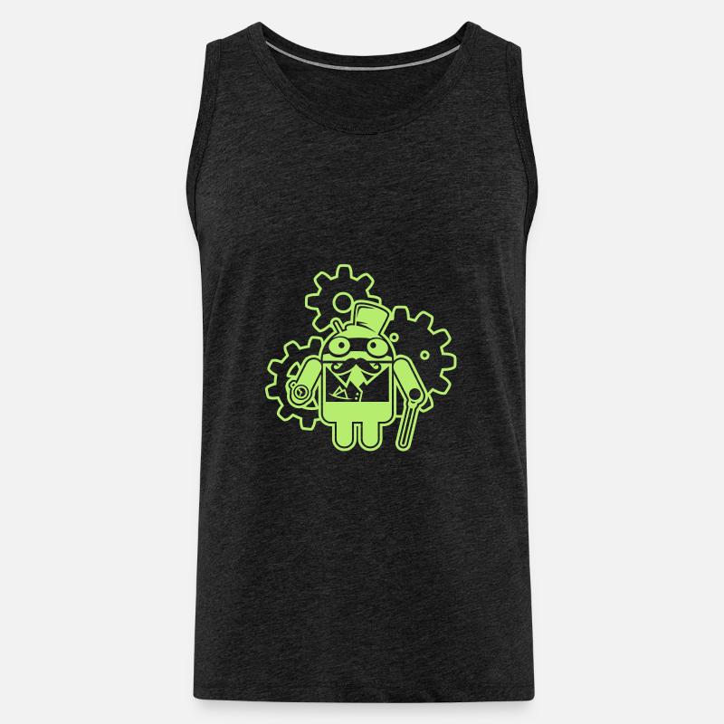 Steampunk - Android - Männer Premium Bio Tank Top - Anthrazit
