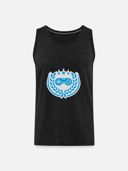 Controller Retro Stars Laurel Wreath - Men's Premium Organic Tank Top - charcoal grey