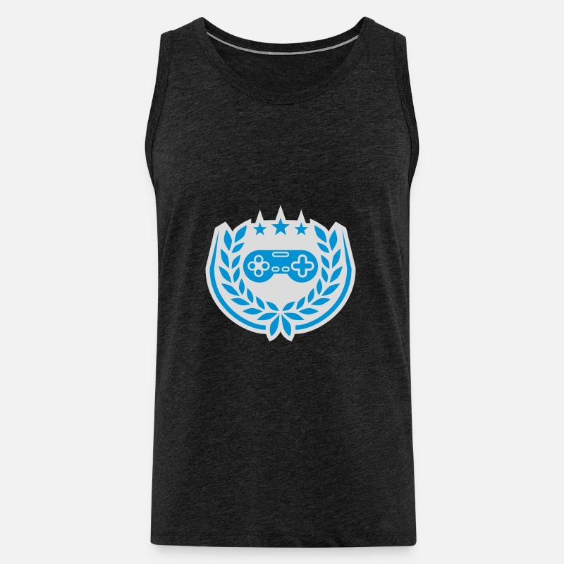 Controller Retro Sterne Lorbeerkranz - Männer Premium Bio Tank Top - Anthrazit