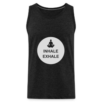 Inspirez expirez Yoga citation - Débardeur bio Premium Homme - charbon - Devant - AI Model Male 185 dark (185cm)