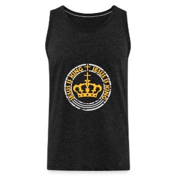jesus is king Zitat - Männer Premium Bio Tank Top - Anthrazit - Vorne - AI Model Male 185 dark (185cm)