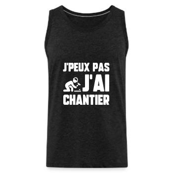 J’peux pas j’ai chantier - Débardeur bio Premium Homme - charbon - Devant - AI Model Male 185 dark (185cm)