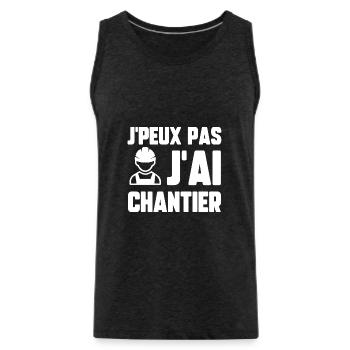 J’peux pas j’ai chantier - Débardeur bio Premium Homme - charbon - Devant - AI Model Male 185 dark (185cm)
