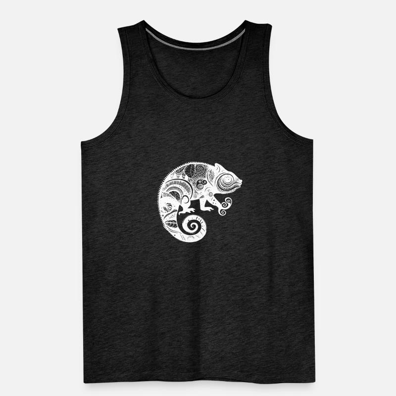 Chameleon with boho Aztec patterns Men's Premium Organic Tank Top