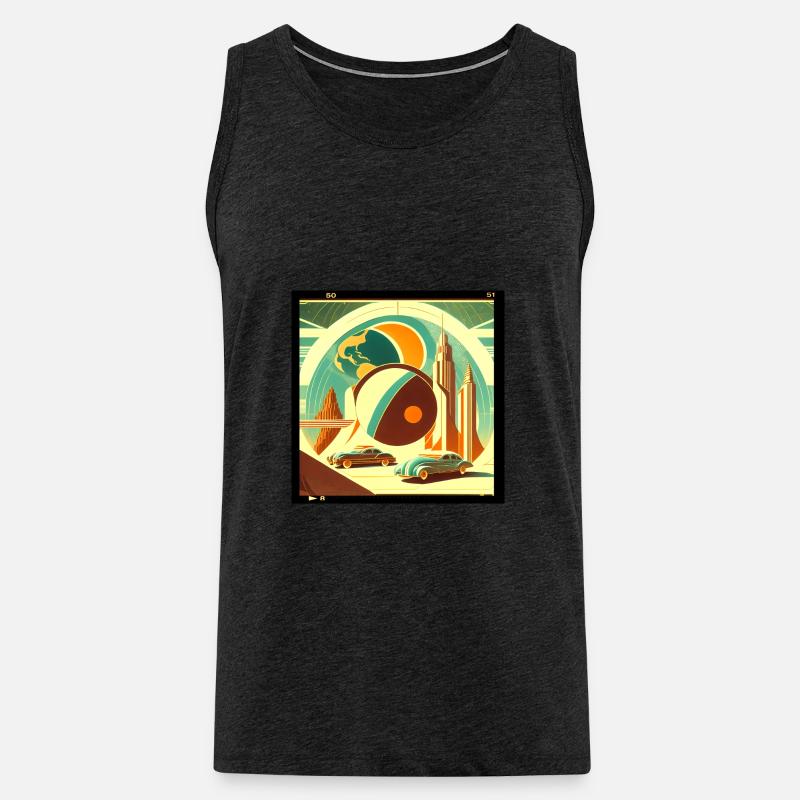 Imaginärer Retro-Planet - Männer Premium Bio Tank Top - Anthrazit