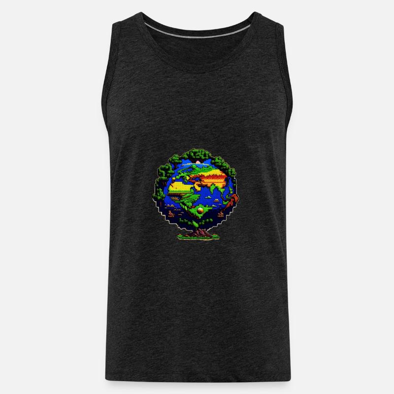 Die Erde in Pixelkunst - Männer Premium Bio Tank Top - Anthrazit