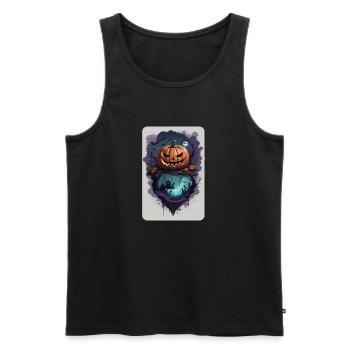 Pumpkin Fear Creepy Gruesome Dark - Men's Premium Organic Tank Top - charcoal grey - Front - Alexander (188cm)