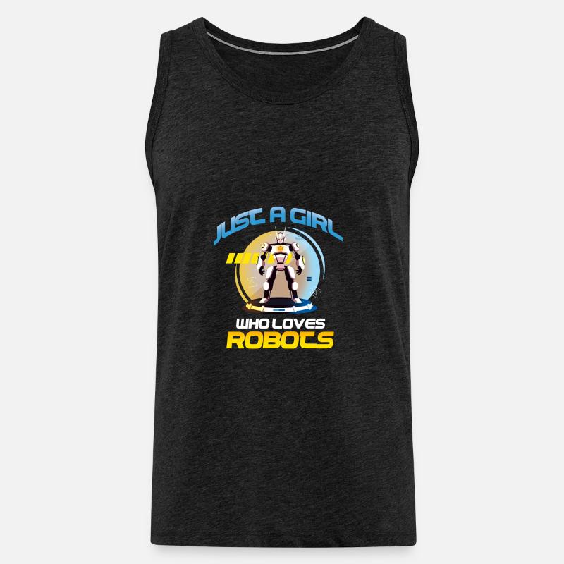 Roboter-Mädchen - Männer Premium Bio Tank Top - Anthrazit
