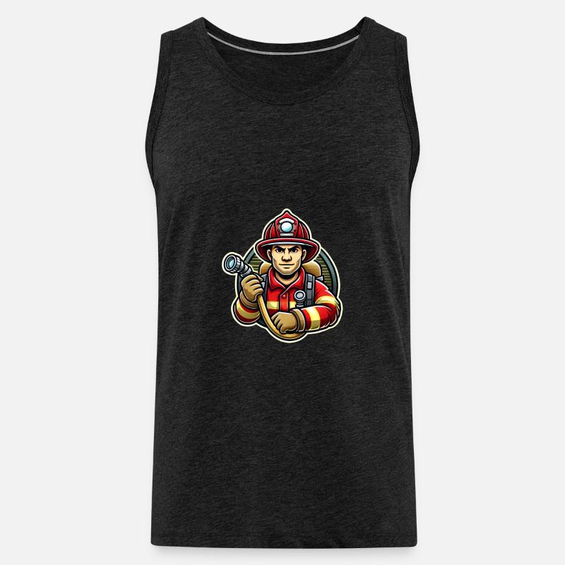 Feuerwehrmann mit Axt – Heldenhaft - Männer Premium Bio Tank Top - Anthrazit