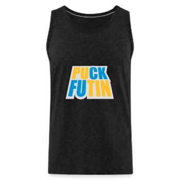 Conception du logo Puck Futin - Débardeur bio Premium Homme - charbon - Devant - Alexander (188cm)