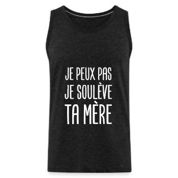 ta mère je la soulève cadeau beauf - Débardeur bio Premium Homme - charbon - Devant - AI Model Male 185 dark (185cm)
