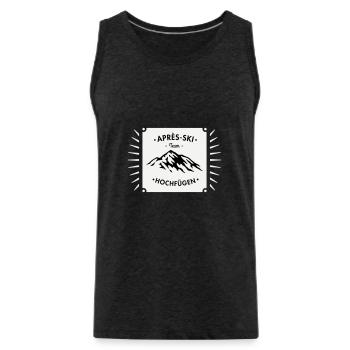 Après-Ski Hochfügen - Men's Premium Organic Tank Top - charcoal grey - Front - AI Model Male 185 dark (185cm)