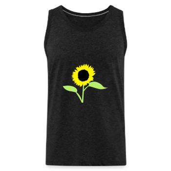 tournesol d'été jaune avec des feuilles ouvertes - Débardeur bio Premium Homme - charbon - Devant - Alexander (188cm)