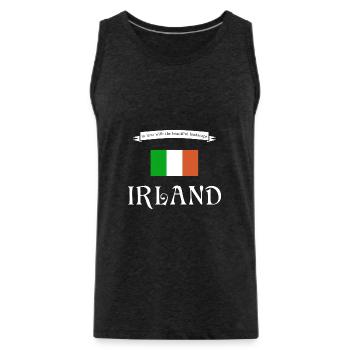 Irlande - Débardeur bio Premium Homme - charbon - Devant - AI Model Male 185 dark (185cm)