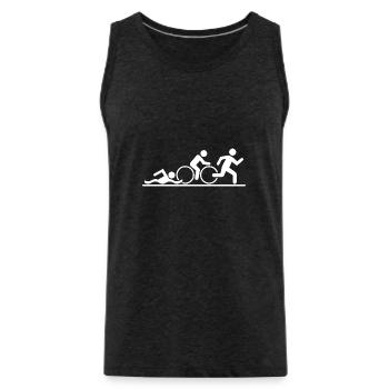 Triathlon Natation Bike Run - Débardeur bio Premium Homme - charbon - Devant - AI Model Male 185 dark (185cm)