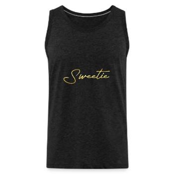 Sweetie gold - Men's Premium Organic Tank Top - charcoal grey - Front - AI Model Male 185 dark (185cm)