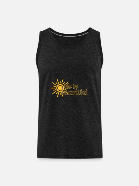 Life is beautiful - Männer Premium Bio Tank Top - Anthrazit