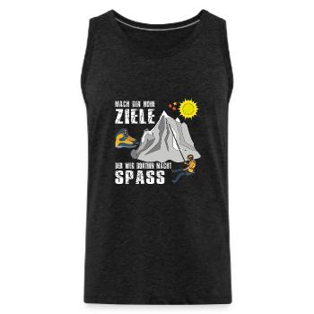 Das Ziel Berg, der Weg Spass! Wander u.Bergsteiger - Männer Premium Bio Tank Top - Anthrazit - Vorne - AI Model Male 185 dark (185cm)