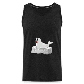 Lachende Robbe auf Fels - Männer Premium Bio Tank Top - Anthrazit - Vorne - Alexander (188cm)