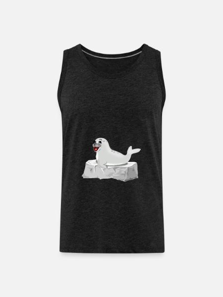 Lachende Robbe auf Fels - Männer Premium Bio Tank Top - Anthrazit