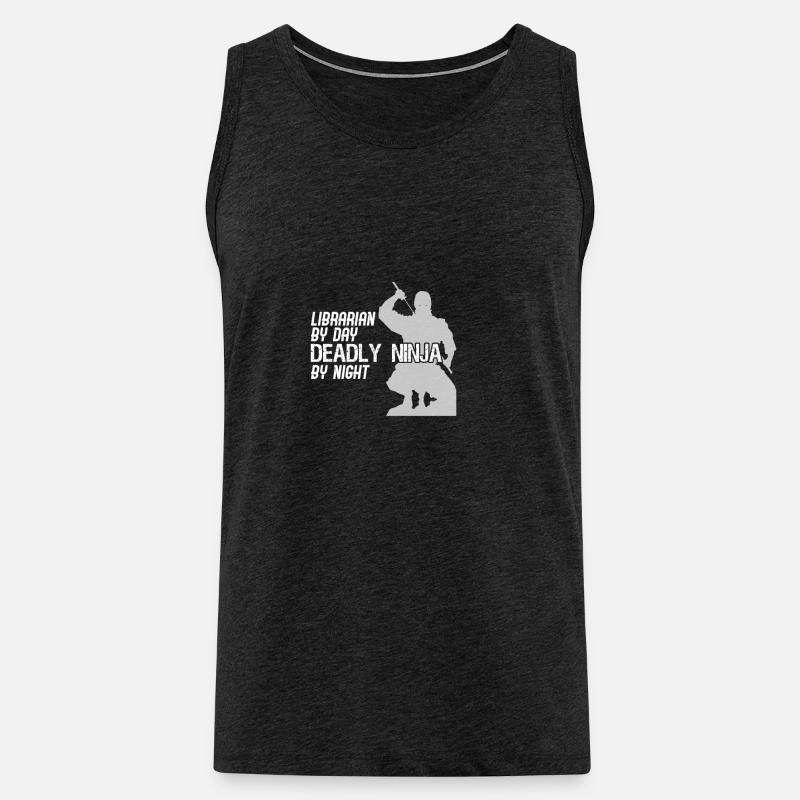 Libararian tödliches Ninja - Männer Premium Bio Tank Top - Anthrazit