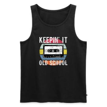 Old School 90 Musique Mixtape Cassette Rétro Cool - Débardeur bio Premium Homme - charbon - Devant - AI Model Male 185 dark (185cm)