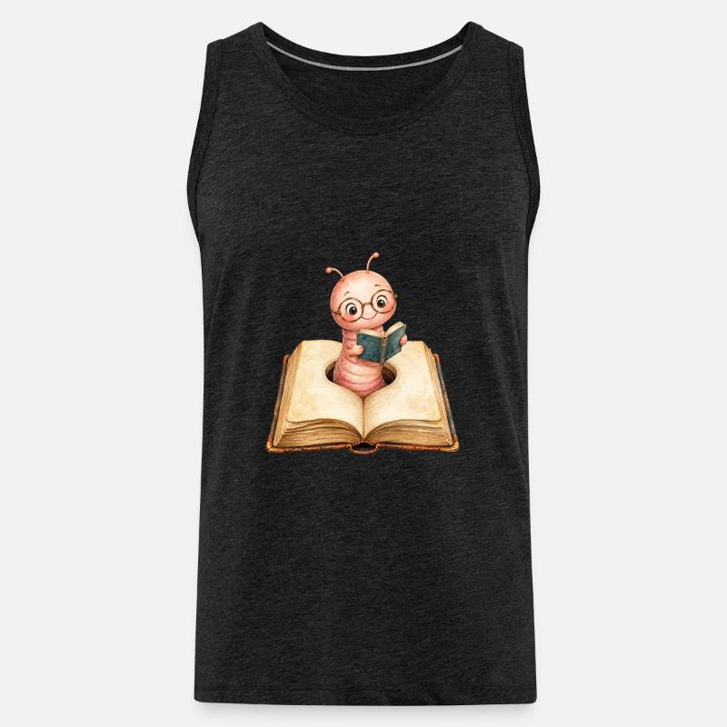 Bücherwurm - Männer Premium Bio Tank Top - Anthrazit