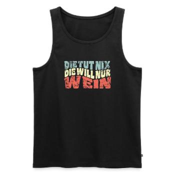 Die tut nix, die will nur Wein - Spruch - Männer Premium Bio Tank Top - Anthrazit - Vorne - AI Model Male 185 dark (185cm)