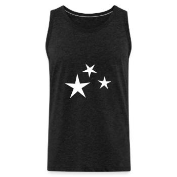 Three Star Accent - Men's Premium Organic Tank Top - charcoal grey - Front - Alexander (188cm)
