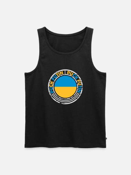 puck futin logo design - Men's Premium Organic Tank Top - charcoal grey