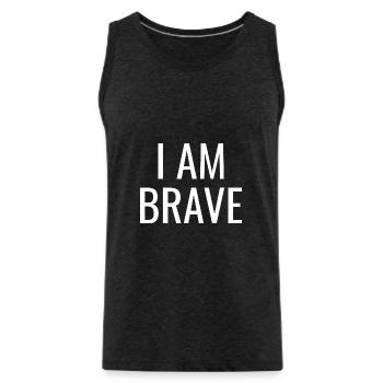 Je suis courageux - Citations positives chrétiennes - Débardeur bio Premium Homme - charbon - Devant - AI Model Male 185 dark (185cm)