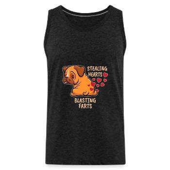 Stealing hearts blasting farts - Mops Furzen - Männer Premium Bio Tank Top - Anthrazit - Vorne - Alexander (188cm)