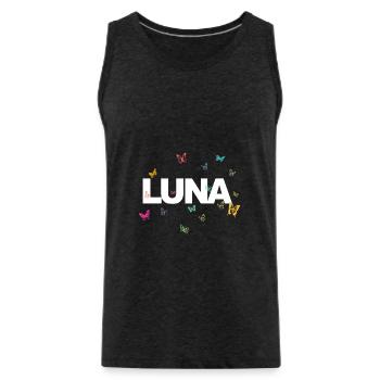 Luna - Beautiful name with butterflies - Men's Premium Organic Tank Top - charcoal grey - Front - Alexander (188cm)