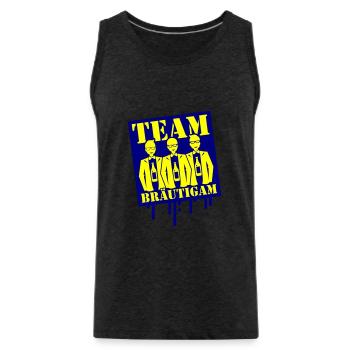 Groom Team Bachelor Wedding - Men's Premium Organic Tank Top - charcoal grey - Front - AI Model Male 185 dark (185cm)