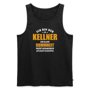 Kellner - ich kann Dummheit nicht reparieren - Männer Premium Bio Tank Top - Anthrazit - Vorne - AI Model Male 185 dark (185cm)