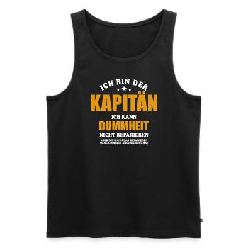 Ich bin Kapitän ich kann Dummheit nicht reparieren - Männer Premium Bio Tank Top - Anthrazit - Vorne - AI Model Male 185 dark (185cm)
