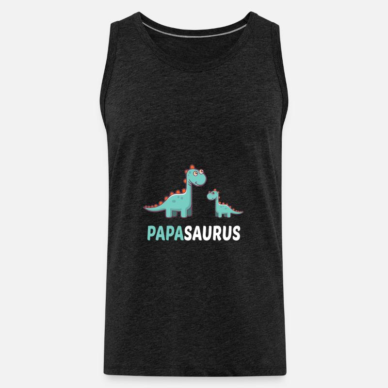 Papasaurus Geschenk - Männer Premium Bio Tank Top - Anthrazit