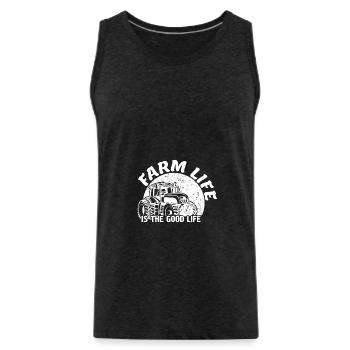 La vie à la ferme est le cadeau du fermier - Débardeur bio Premium Homme - charbon - Devant - AI Model Male 185 dark (185cm)
