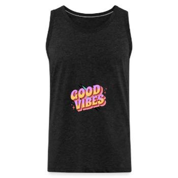 Gute Stimmung Retro Shirt - Männer Premium Bio Tank Top - Anthrazit - Vorne - AI Model Male 185 dark (185cm)
