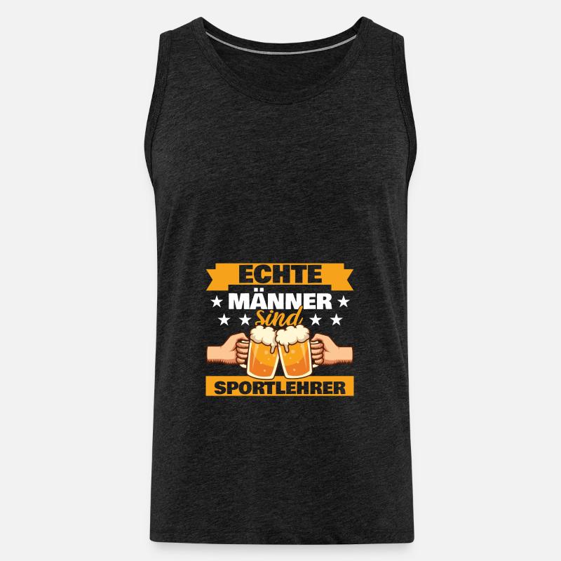 Echte Männer sind Sportlehrer - Männer Premium Bio Tank Top - Anthrazit