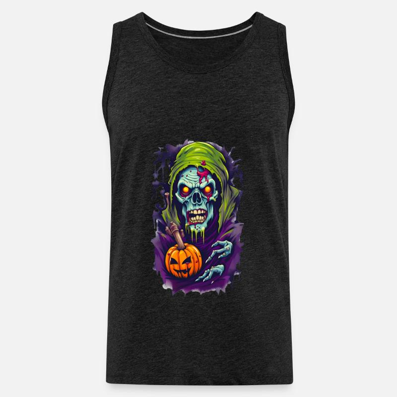 Halloween Horror Totenkopfschädel - Männer Premium Bio Tank Top - Anthrazit