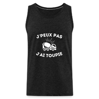 Cadeau Homme Toupie Béton Chauffeur - Débardeur bio Premium Homme - charbon - Devant - AI Model Male 185 dark (185cm)