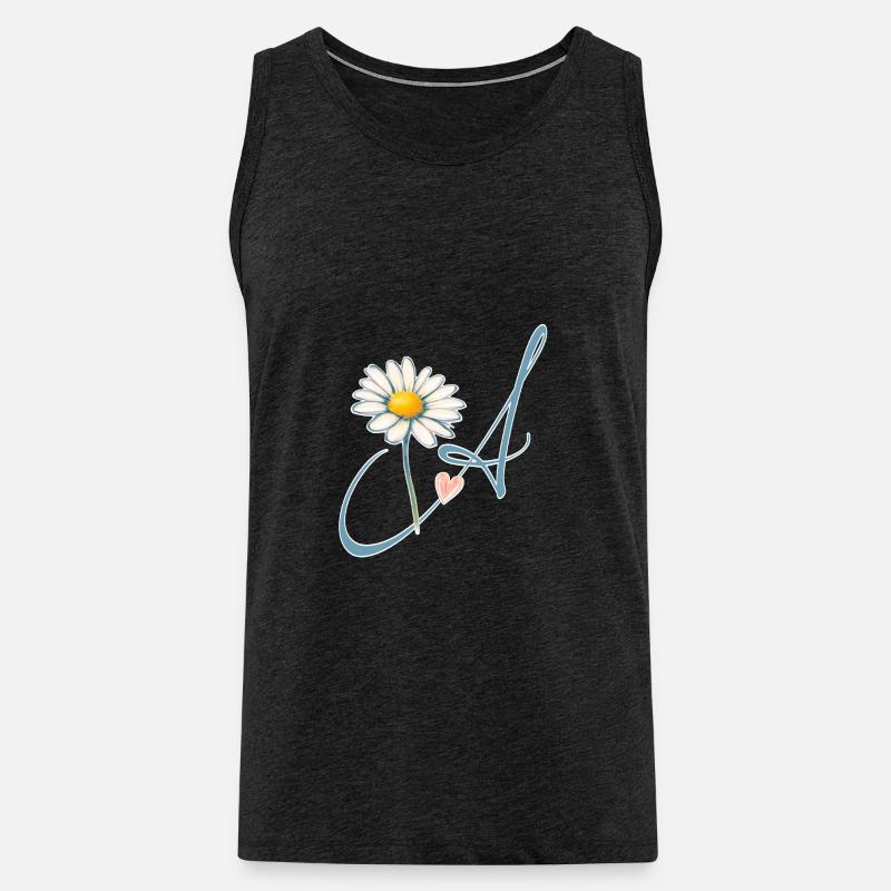 Buchstabe A Gänseblümchen Herz - Männer Premium Bio Tank Top - Anthrazit