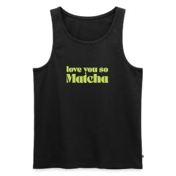 Vintage Love You So Matcha Gift for Barista Green - Men's Premium Organic Tank Top - charcoal grey - Front - AI Model Male 185 dark (185cm)