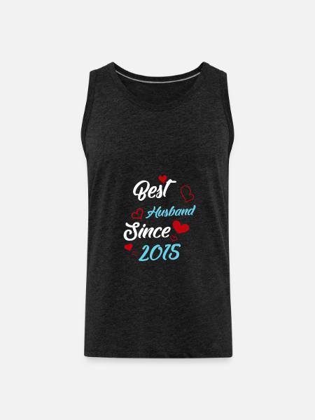 Best Husband Since 2015 Wedding - Men's Premium Organic Tank Top - charcoal grey