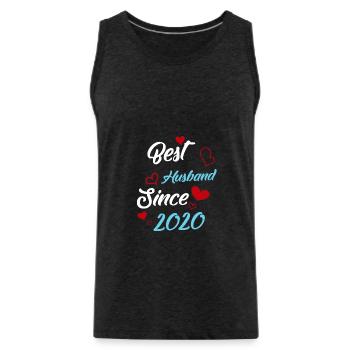 Best Husband Since 2020 Wedding - Men's Premium Organic Tank Top - charcoal grey - Front - AI Model Male 185 dark (185cm)