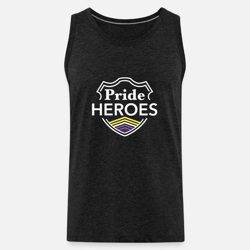 PrideHeroes Nonbinary Flag - Männer Premium Bio Tank Top - Anthrazit