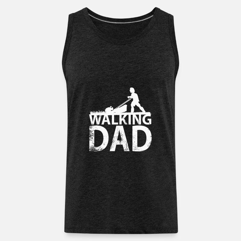 Walking dad cutting grass - Männer Premium Bio Tank Top - Anthrazit